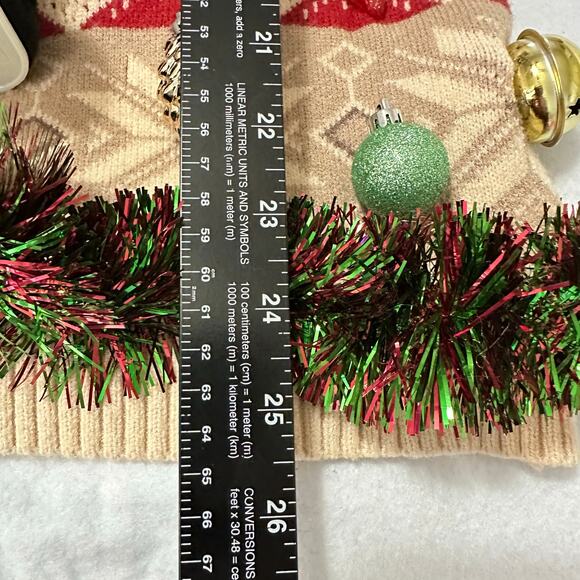 Ugly Christmas Sweater Singing Santa LIGHTS UP Tinsel Xmas Party Winner Sz Small - Picture 5 of 5